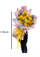 12 Rose gialle con maxi confezione H.100cm