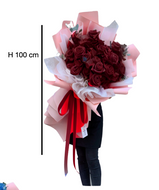 12 Rose rosse con maxi confezione H.100cm