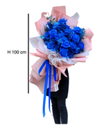 24 Rose blu con maxi confezione H.100cm