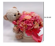 FLOWER BOX Scatola con fiori misti +Orsetto Teddy  h.30 CM